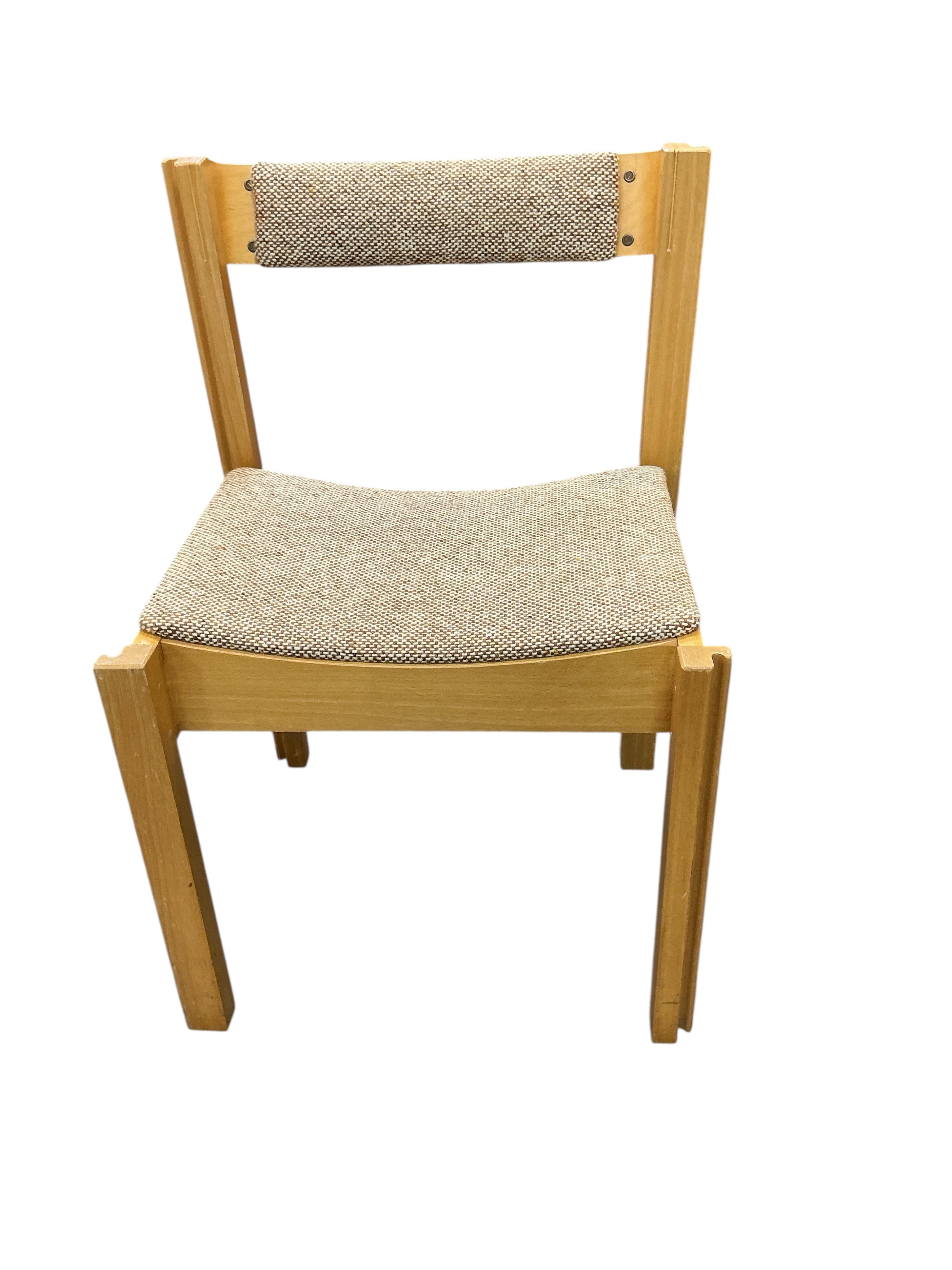 A set of six upholstered Clive Bacon linking chairs